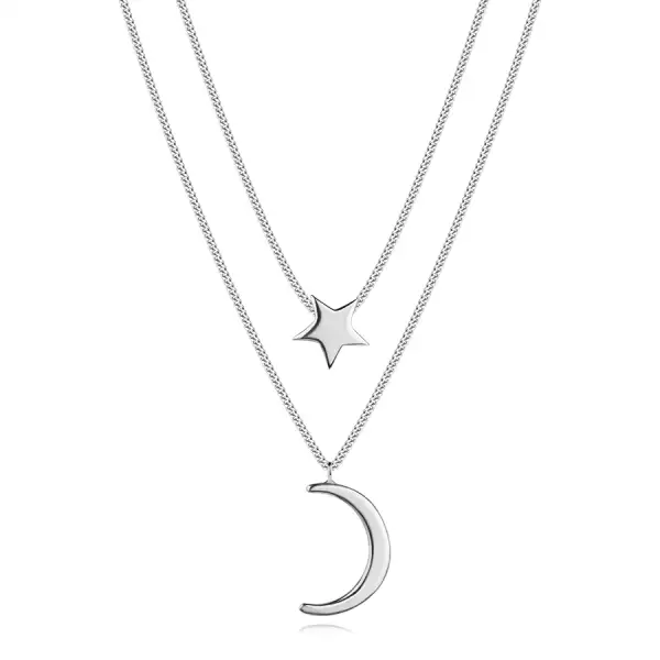 925 ezüst nyakék, dupla lánc, csillag és hold