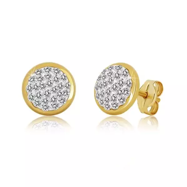 375 sárga arany fülbevaló - kör alakzat Swarovski kristályokkal