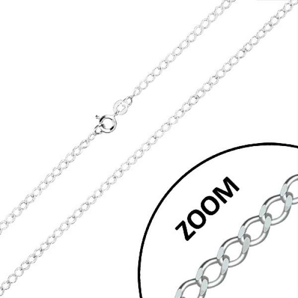 925 ezüst lánc - ovális láncszemek sorban összekötve, lemetszett szélek, 2,7 mm