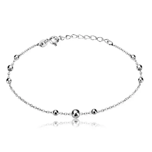 925 ezüst karkötő - ovális szemekből álló lánc és fényes golyók