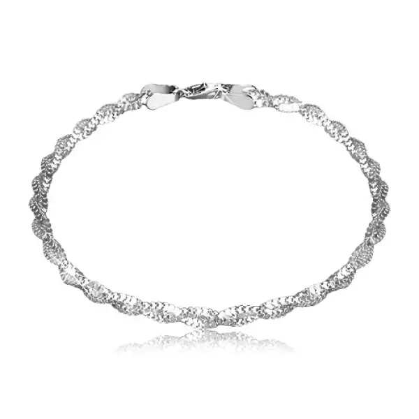 925 ezüst karkötő - két összefonódó lánc, csillogó felület