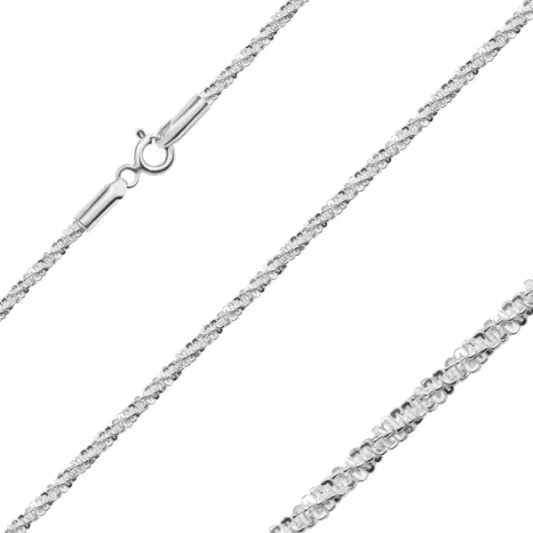 925 ezüst nyaklánc - sűrűn összekapcsolt szemek spirál alakban, szélesség 2 mm, hossz 550 mm 