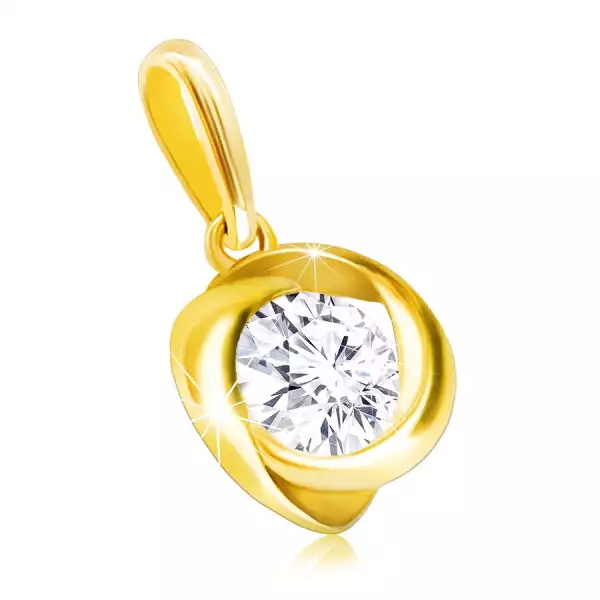 Fényes 585 arany medál – csillogó kerek cirkónia egy hullámos vonalban