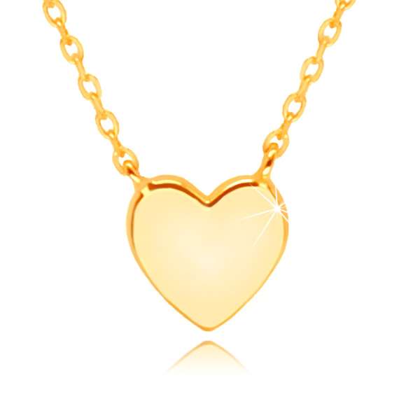 14K arany nyaklánc – lapos szív, merőlegesen összekapcsolt ovális láncszemek