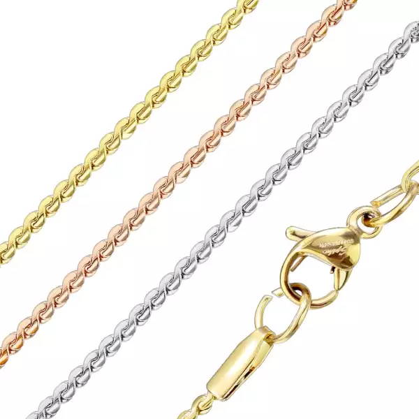 Lánc sebészeti acélból – fényes elemek tekeredő mintával - Szín: Réz