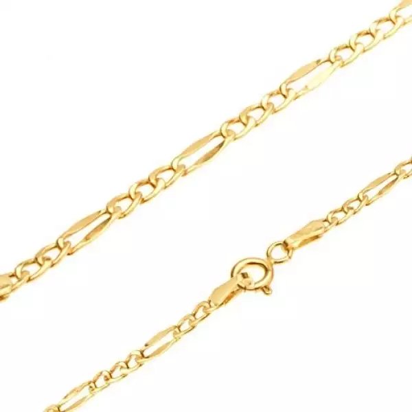 585 sárga arany karkötő - Figaro minta, három ovális és egy hosszúkás szem, 190 mm