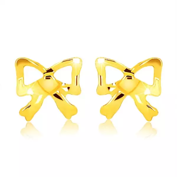 Arany fülbevaló 9K faragott masnival