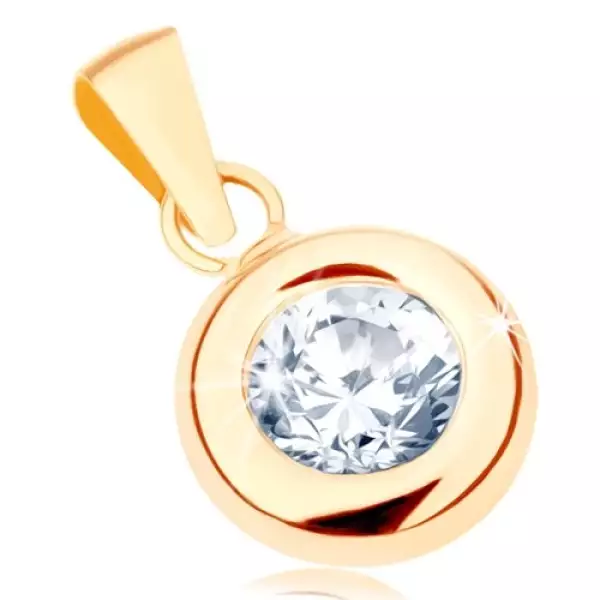 375 arany medál - kerek, átltászó cirkónia fényes lekerekített foglalatban