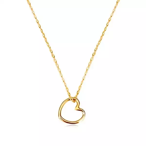 375 sárga arany nyaklánc - szív körvonal, vékony nyaklánc