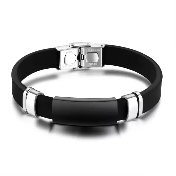 Karkötő gumi szíjjal és fényes fekete acél táblával