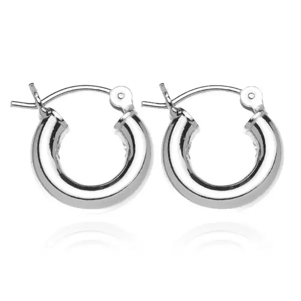 Karika fülbevaló 925 ezüstből - fényes, széles dizájn, 20 mm