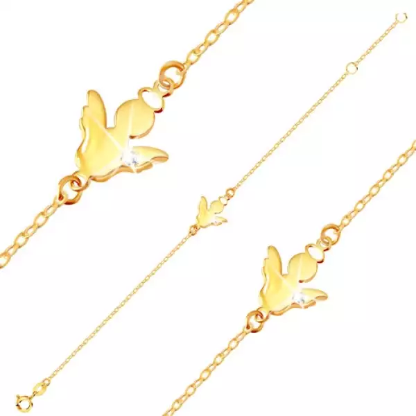9K arany karkötő - angyal sziluett dicsfénnyel és átlátszó cirkóniával a szárnyán