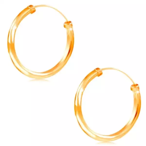 14K sárga arany fülbevaló - karika fényes sima felülettel, 20 mm
