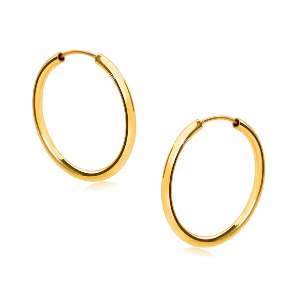 Arany karika fülbevaló 14K aranyból - lekerekített vállak, sima és fényes felület, 18 mm