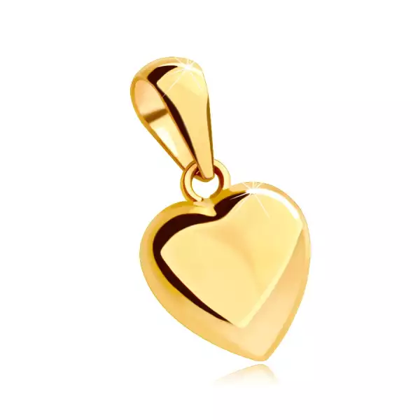 14K sárga aranyból készült medál - teljes szív, fényes és enyhén domború felülettel.