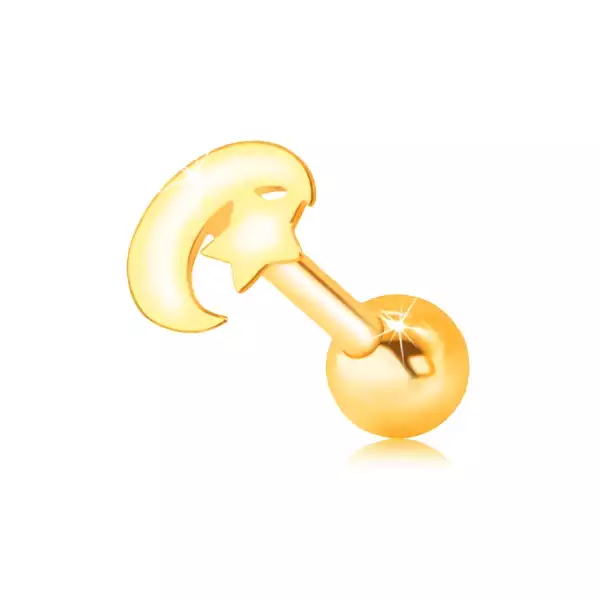375 arany áll és ajak piercing - fényes hold és csillag