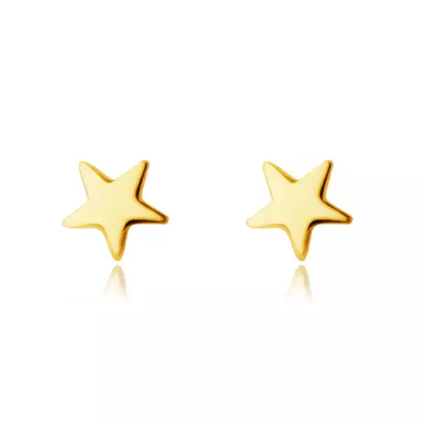 Fülbevaló 9K sárga aranyból - ötágú csillag, sima fényes felület,stekker zár