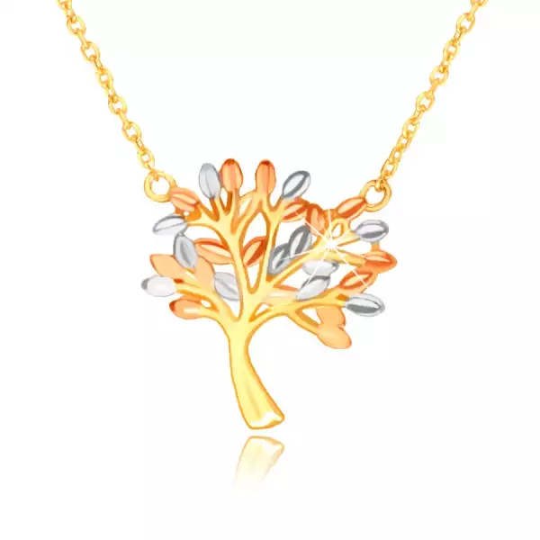 375 kombinált arany nyaklánc – terebélyes életfa levelekkel