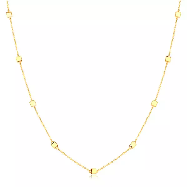 Nyaklánc 9K sárga aranyból – finom lánc fényes kockákkal