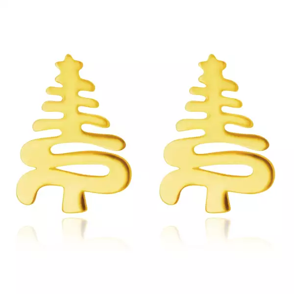 375 sárga arany fülbevaló – fa cikkcakk alakban csavart vonalból egy csillaggal