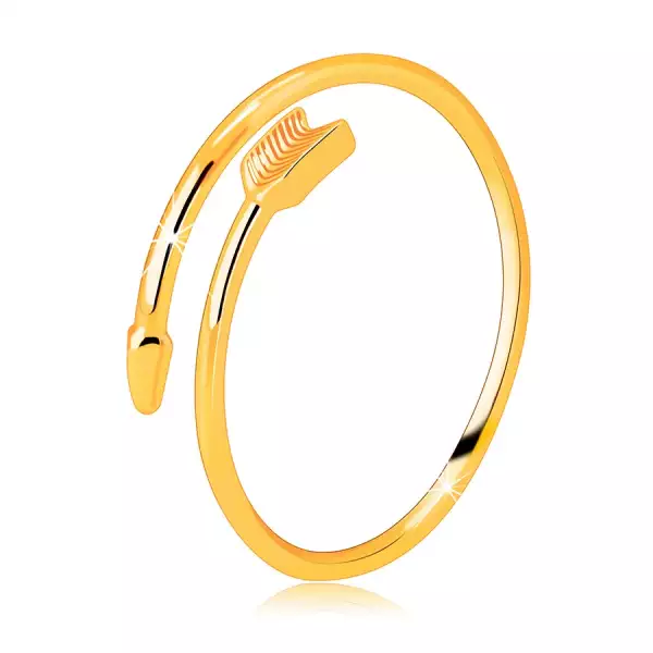 14K sárga arany gyűrű - csavart nyíl, hasított vállak - Nagyság_ 56