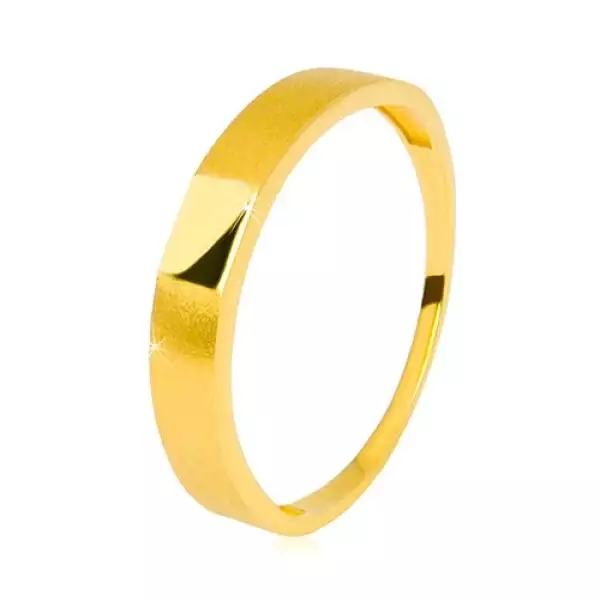 14K arany gyűrű -  középen fényes téglalap, vállak szatén felülettel, 3,5 mm - Nagyság_ 62