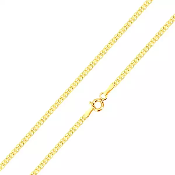 585 sárga arany nyaklánc - váltakozva összekapcsolt láncszemek, 450 mm