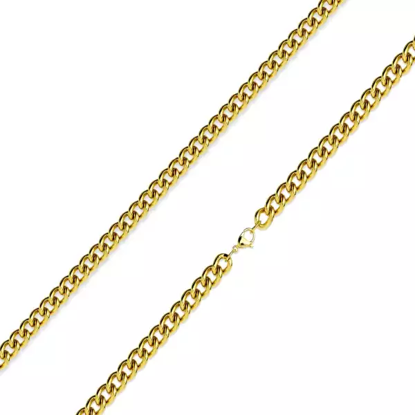 316L acél lánc arany színben- csavart kerek láncszemek, PVD bevonat technológia, 3 mm - Hossz: 485 mm