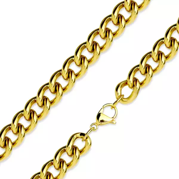 316L acél lánc arany színben- csavart kerek láncszemek, PVD bevonat technológia, 10 mm - Hossz: 580 mm