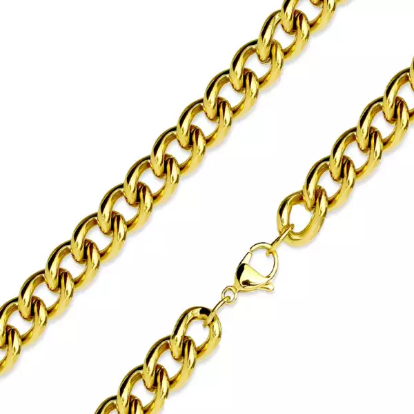 316L acél lánc arany színben- csavart kerek láncszemek, PVD bevonat technológia, 8 mm - Hossz: 485 mm