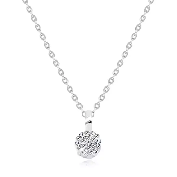 Briliáns nyaklánc 14K fehér aranyból - vékony lánc, gyémántokkal díszített kör
