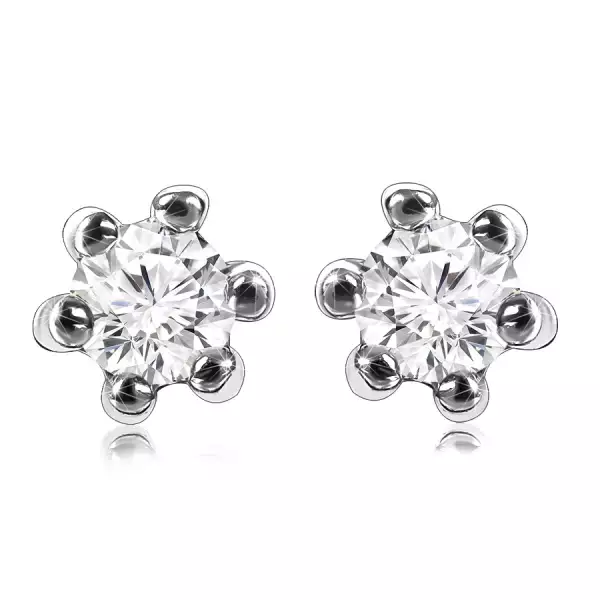  375 fehér arany ragyogó fülbevaló - kis csillogó gyémánt, fogak,stekker zár