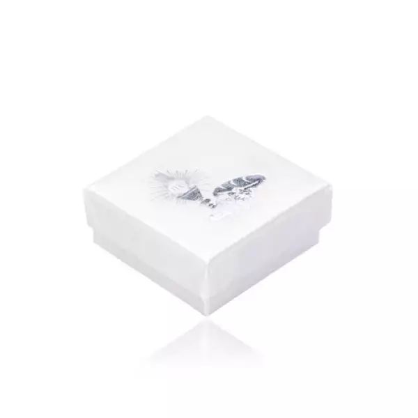Gyöngyház fehér ékszerdoboz - az elsőáldozás motívuma ezüst színben