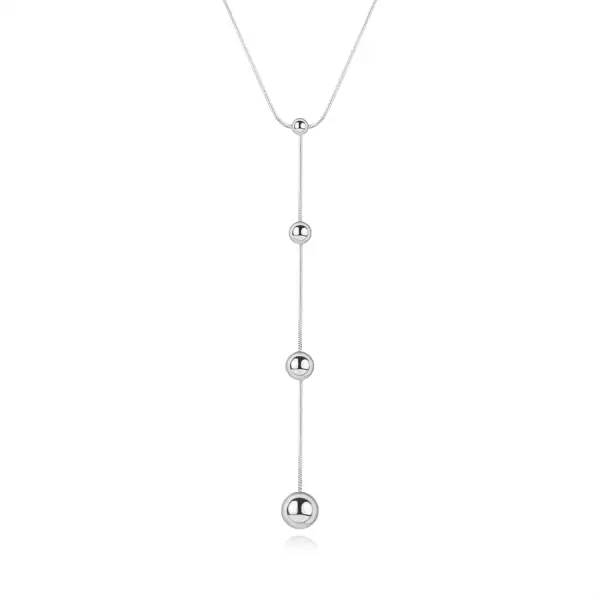 925 ezüst nyaklánc - kígyó mintás lánc, különböző méretű gyöngyökkel