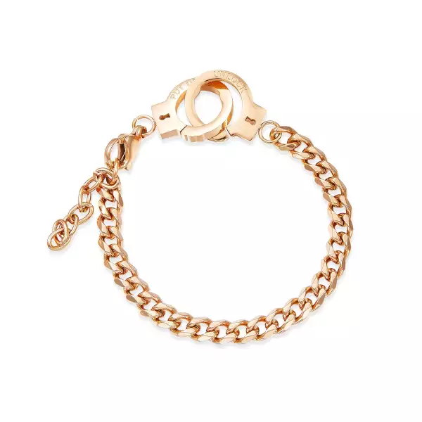 Acél karkötő réz árnyalatban - összekapcsolt bilincs 