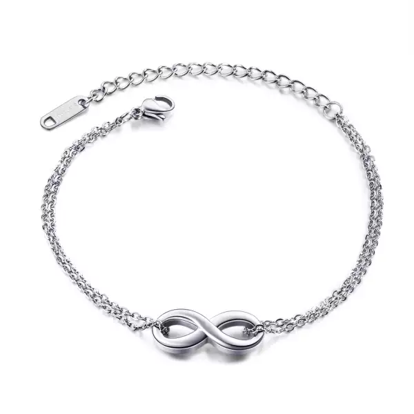 316L acél dupla karkötő - végtelen szimbólum, ezüst színben