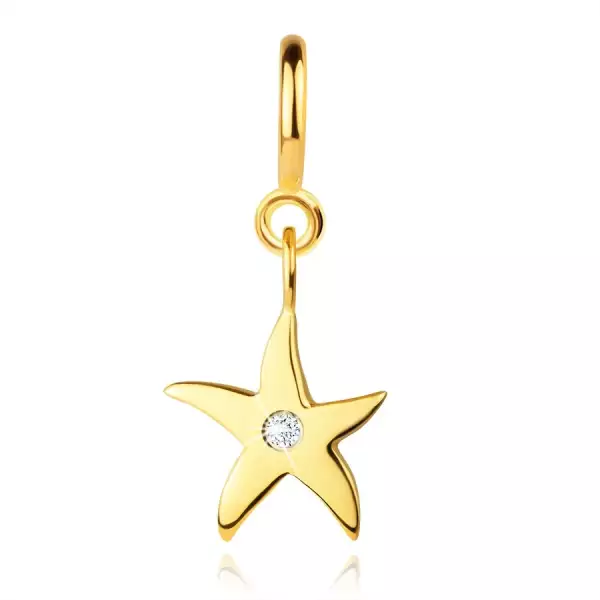 14K arany medál karkötőhöz – tengeri csillag átlátszó cirkóniával, rugós gyűrűvel