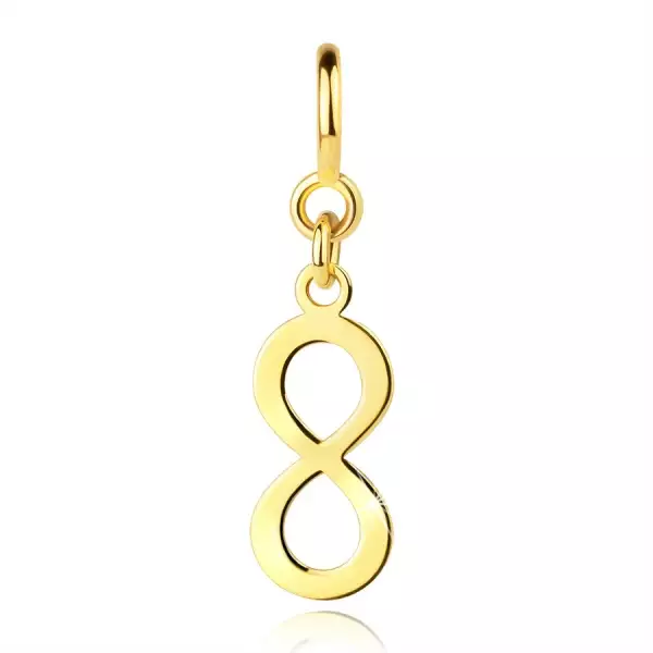375 arany medál karkötőhöz – fényes végtelen szimbólum, rugós gyűrű