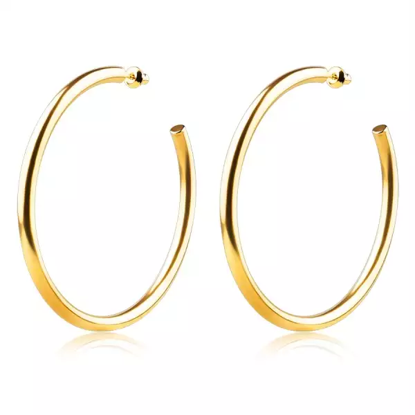 316L acél fülbevaló - egyszerű, nagy karikák arany színben, 63 mm