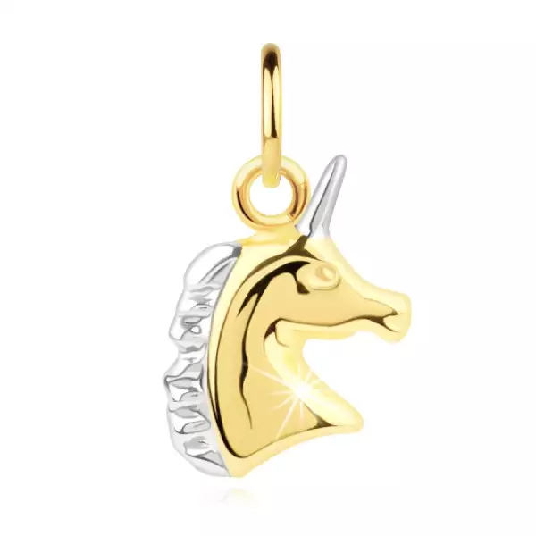 585 Kombinált arany medál - fényes egyszarvú fej