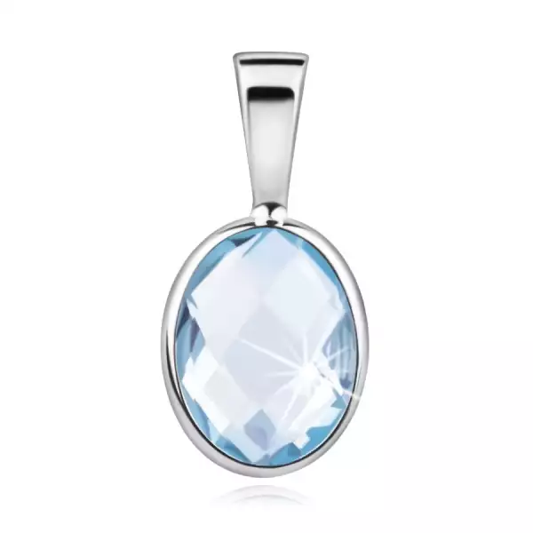 Medál 14K fehér aranyból - oválovalék topázzal
