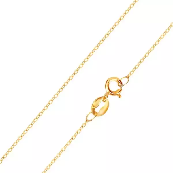 Finom lánc 375 sárga aranyból - függőlegesen összekötött ovális láncszemek, 450 mm