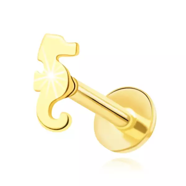 14K sárga arany ajak-és áll piercing - csikóhal motívum