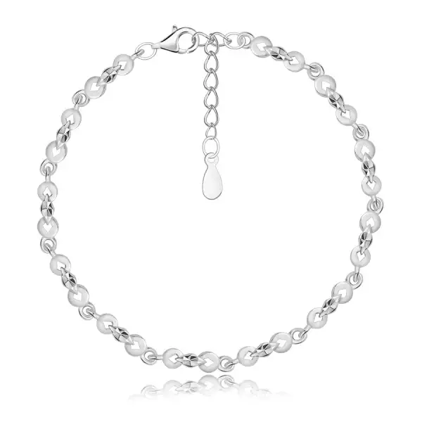 925 ezüst karkötő - rombusz motívum, kerek láncszemek, homárkaromzár