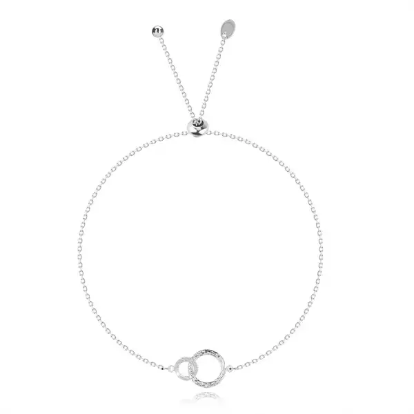 925 ezüst állítható karkötő - összeillesztett karikák, átlátszó cirkóniák