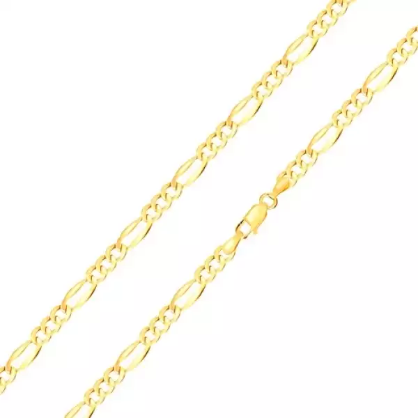 585 arany nyaklánc - Figaro minta, három ovális és egy hosszúkás láncszem, 550 mm