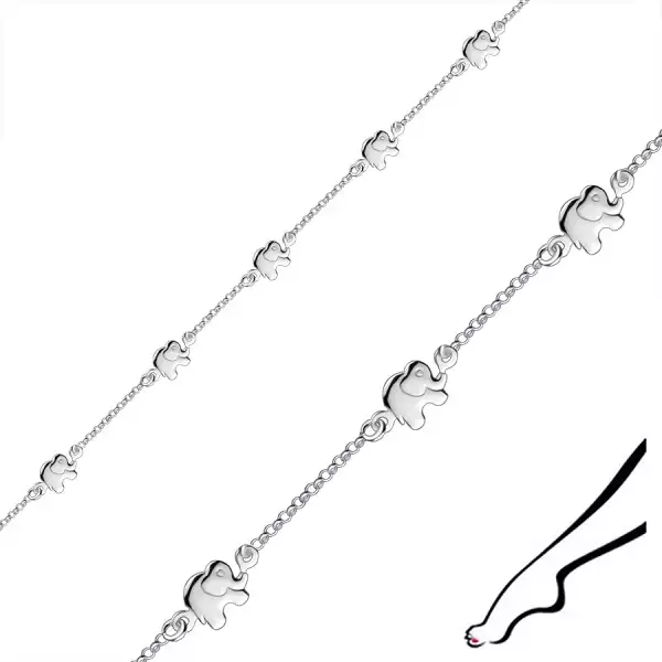 Állítható 925 ezüst bokalánc- elefánt alakú díszekkel