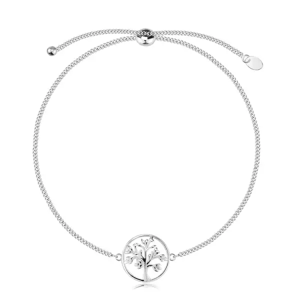 Állítható 925 ezüst karkötő - életfa sima körben