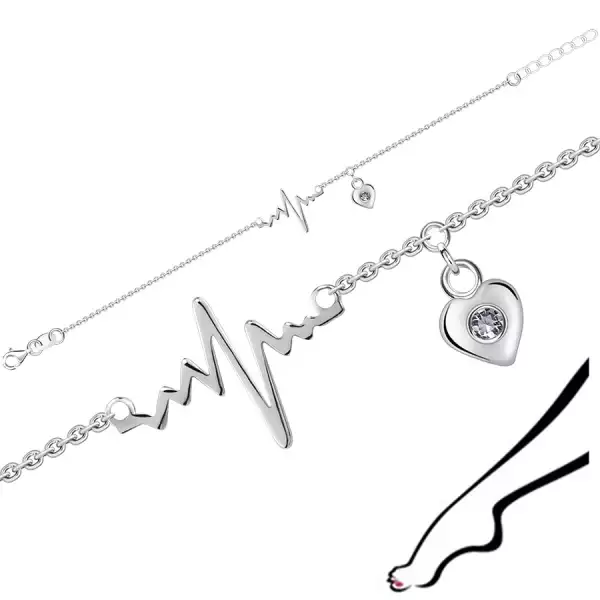 925 ezüst bokalánc - szívverés, szív, átlátszó cirkóniával