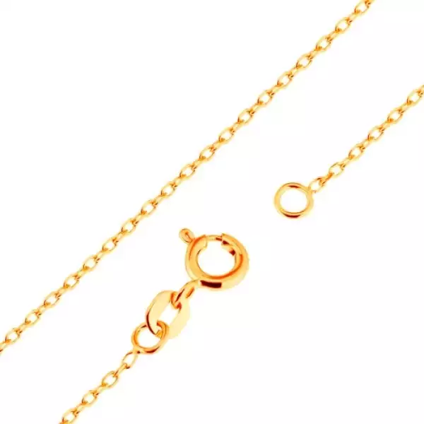 Nyaklánc 9K sárga aranyból - sima, ovális szemek, Rolo minta, 500 mm